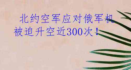  北约空军应对俄军机被迫升空近300次！