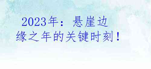  2023年：悬崖边缘之年的关键时刻！ 