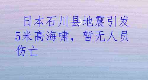  日本石川县地震引发5米高海啸，暂无人员伤亡