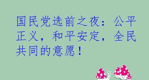 国民党选前之夜：公平正义，和平安定，全民共同的意愿！