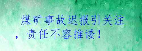  煤矿事故迟报引关注，责任不容推诿！