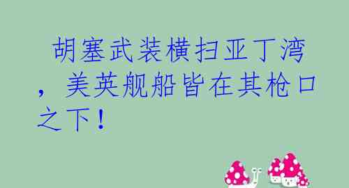  胡塞武装横扫亚丁湾，美英舰船皆在其枪口之下！