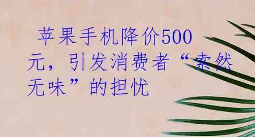  苹果手机降价500元，引发消费者“索然无味”的担忧