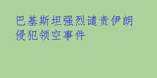 巴基斯坦强烈谴责伊朗侵犯领空事件