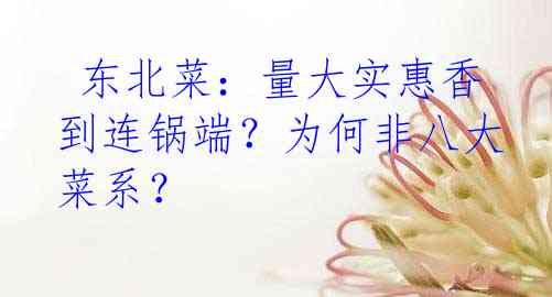  东北菜：量大实惠香到连锅端？为何非八大菜系？