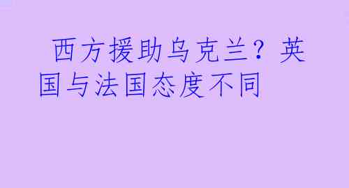  西方援助乌克兰？英国与法国态度不同