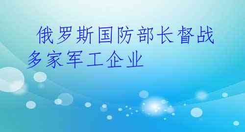  俄罗斯国防部长督战多家军工企业