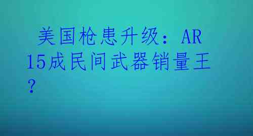  美国枪患升级：AR15成民间武器销量王？