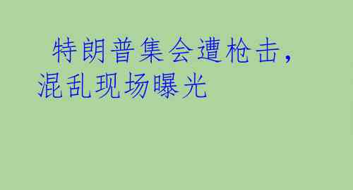  特朗普集会遭枪击，混乱现场曝光