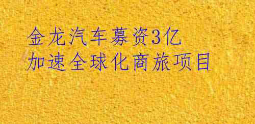 金龙汽车募资3亿 加速全球化商旅项目