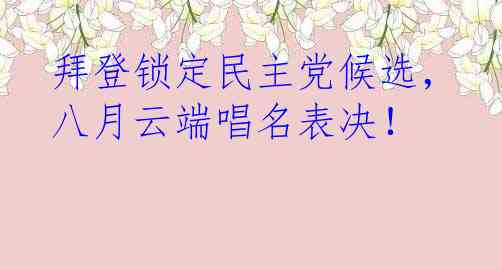 拜登锁定民主党候选，八月云端唱名表决！