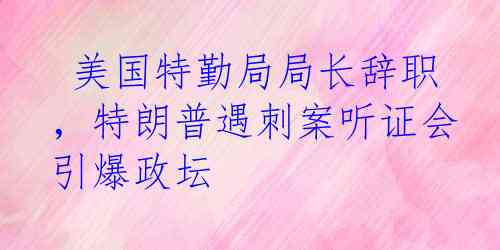  美国特勤局局长辞职，特朗普遇刺案听证会引爆政坛