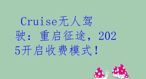  Cruise无人驾驶：重启征途，2025开启收费模式！