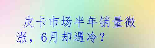  皮卡市场半年销量微涨，6月却遇冷？