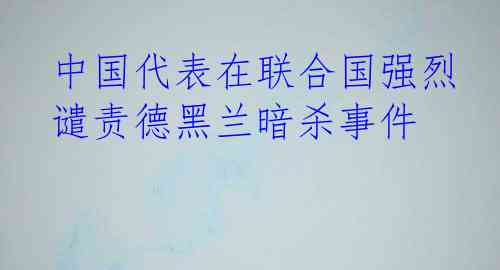 中国代表在联合国强烈谴责德黑兰暗杀事件