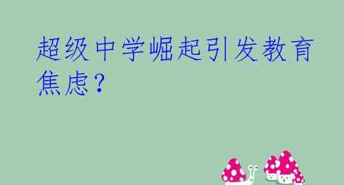 超级中学崛起引发教育焦虑？